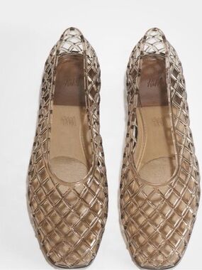 H&M Taupe Woven Jelly Ballet Flats Sz US10 / EU41